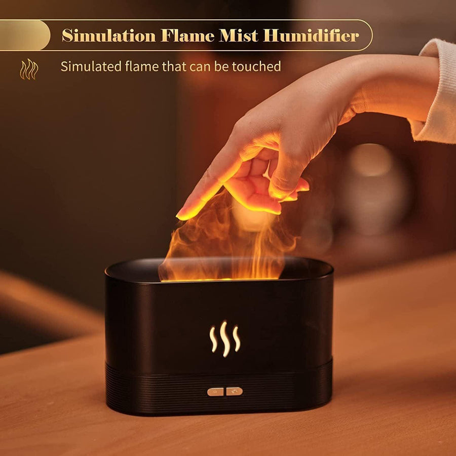 Flame Air Diffuser Humidifier,Upgraded Scent Diffuser For Essential Oils,Ultrasonic Aromatherapy,Fire Mist Humidi With 2 Brightness,Auto-Off Function For Room Home Office - Mini Empire